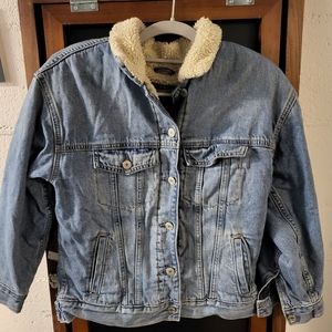 GAP Teen Denim Sherpa Jacket Size 10